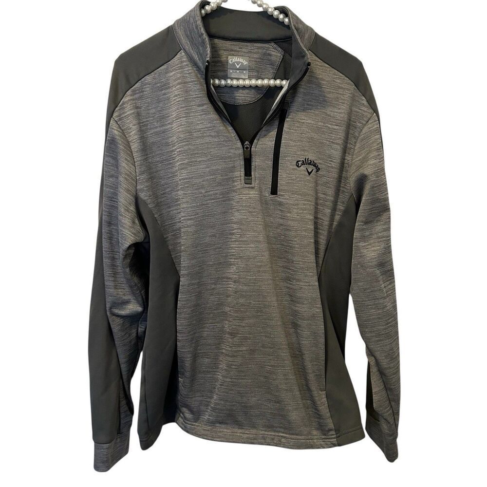 Callaway Golf Pullover Sweater Gray 1/4 Quarter Zip Men’s Size M Sport Outdoor